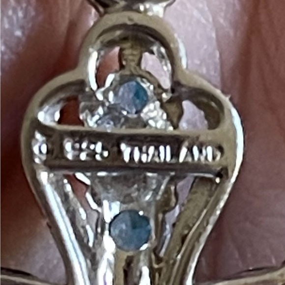 London Blue Topaz 925 Silver 2” Cross Necklace with Adjustable Chain EUC - Picture 5 of 11